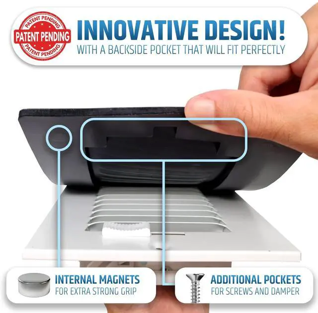 Alt view image 5 of 7 - Powerful Magnetic Vent Covers (3-Pack) that Will Never Fall Off (Upgraded Design) - for Sealing Floor/Wall/Ceiling Registers of Width 5.25" to 6", Length 11.25" to 12" | Vent Not Included | White
