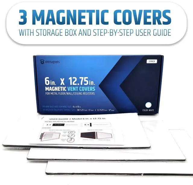 Alt view image 7 of 7 - Powerful Magnetic Vent Covers (3-Pack) that Will Never Fall Off (Upgraded Design) - for Sealing Floor/Wall/Ceiling Registers of Width 5.25" to 6", Length 11.25" to 12" | Vent Not Included | White