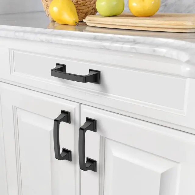Alt view image 3 of 7 - 10 Pack Matte Black 3 Inch(76mm) Hole Centers Kitchen Cabinet Pulls Cabinet Hardware Kitchen Handles for Cabinets Cupboard Handles Drawer Pulls AM0002