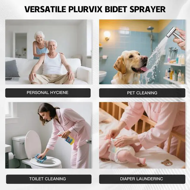 Alt view image 3 of 7 - Handheld Toilet Bidet Sprayer Adjustable Water Pressure, with Hose, Feminine & Pet Wash Kit, Bathroom Hygiene Attachment for Cloth Diaper Cleaning (Quick Install, Stainless Steel)