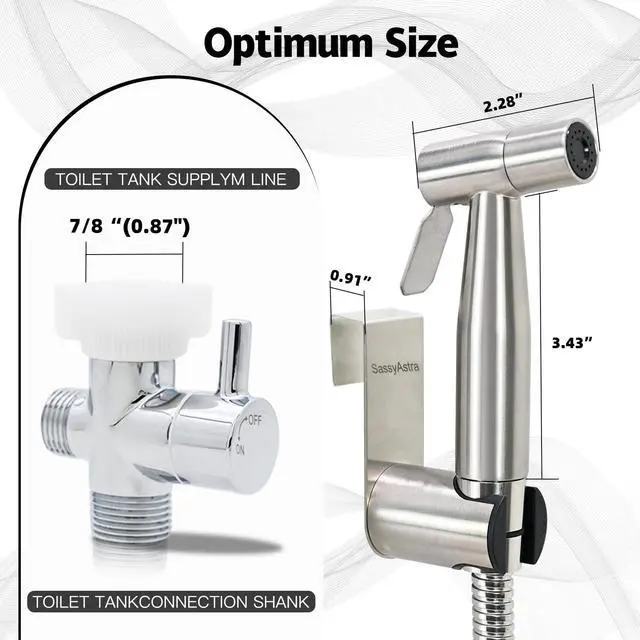 Alt view image 7 of 7 - Handheld Toilet Bidet Sprayer Adjustable Water Pressure, with Hose, Feminine & Pet Wash Kit, Bathroom Hygiene Attachment for Cloth Diaper Cleaning (Quick Install, Stainless Steel)