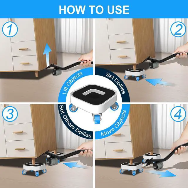 Alt view image 6 of 6 - New Upgrade Furniture Sliders - Furniture Movers with Wheels & Groove | Furniture Lift Mover Tool Set with 360° Rotatable Wheels - Furniture Dolly for Moving Heavy Duty Sofa Bed Supports to 750lb