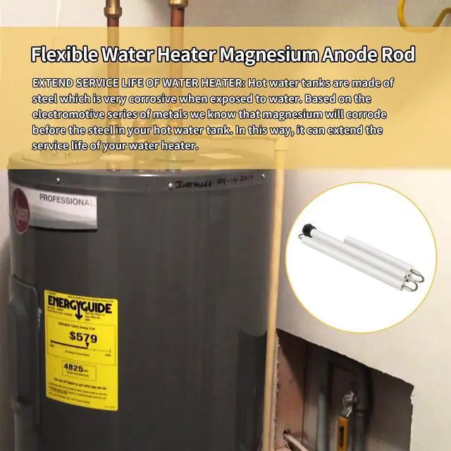 Alt view image 4 of 7 - 44" Flexible Magnesium Anode Rod, Hot Water Heater Anode Rod Replace for GE, Rheem, Reliance, Richmond, Kenmore Water Heater Including 1-1/16" Hex Socket Tool and Teflon Tape