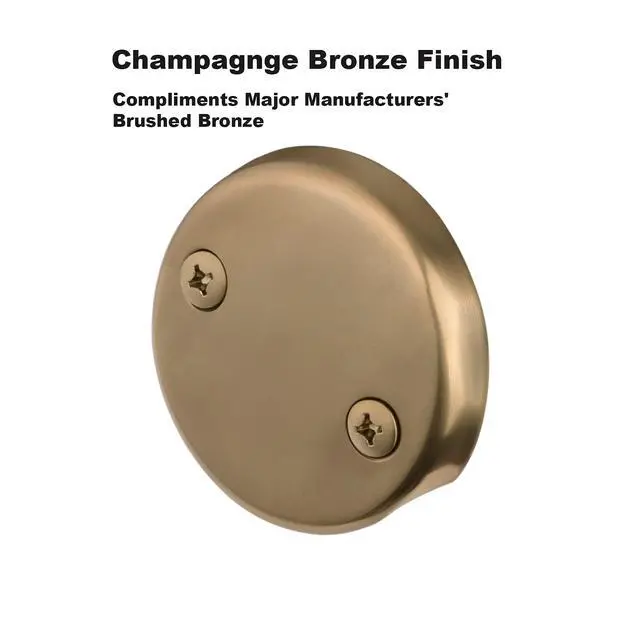 Alt view image 2 of 6 - Champagne Bronze Lift & Turn Tub Trim Set with Two-Hole Overflow Faceplate and No Putty Gasket, Bathtub Conversion Kit Assembly with Universal Fine/Coarse Thread, No Putty Installation by