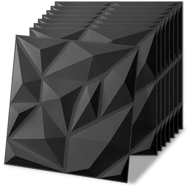 Main image of 20 Pack Decorative 3D Wall Panels for Interior Wall Decor Living Room, 11.8"x11.8" Black Wall Art PVC Panels for Bedroom TV Background Gaming Room Decor