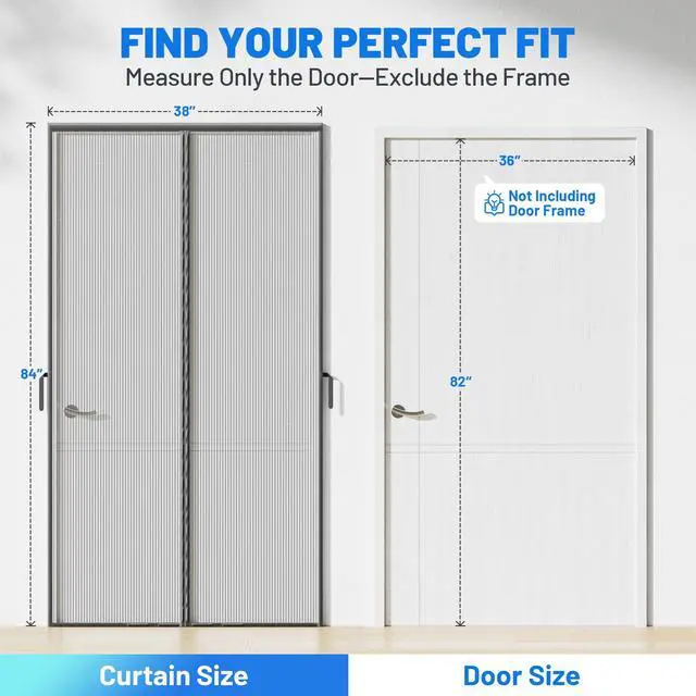 Alt view image 7 of 7 - Heavy Duty Magnetic Screen Door Mesh, Door Net Screen with 50 Magnets | Pet & Kid Friendly, Auto-Sealing PET Fine Mesh Doors Screen Keep Bugs Out Fits Front Doors Size 36"x82" - Screen Size 38"x84"
