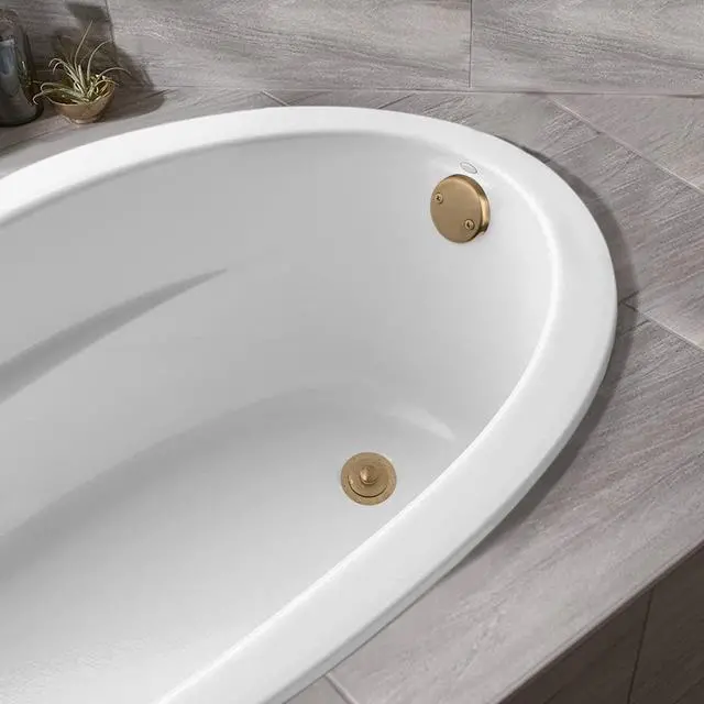 Alt view image 4 of 6 - Champagne Bronze Lift & Turn Tub Trim Set with Two-Hole Overflow Faceplate and No Putty Gasket, Bathtub Conversion Kit Assembly with Universal Fine/Coarse Thread, No Putty Installation by