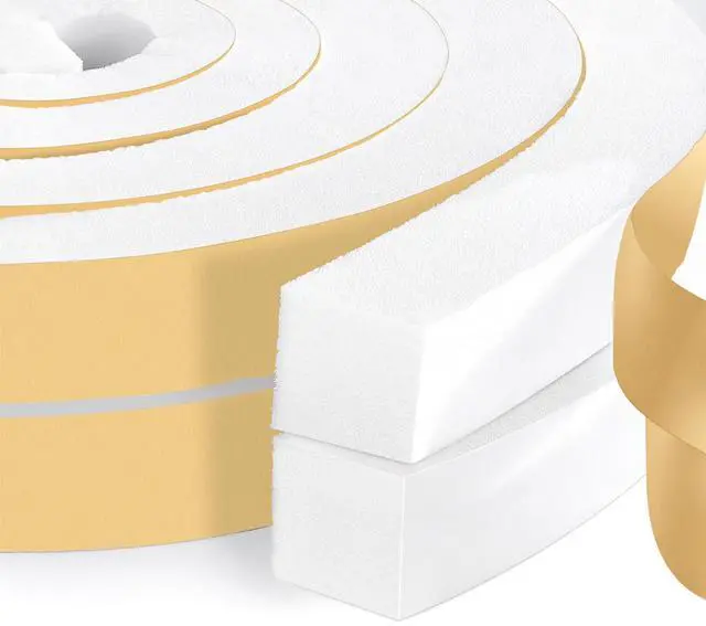 Main image of High Density Foam Tape Air Conditioner Window Seal, 1x1 Inch Thick Foam Stripe with Adhesive for Window AC Insulation, Weather Stripping for Doors and Windows Insulation, AC Foam Tape, White