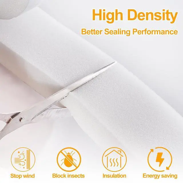 Alt view image 3 of 6 - High Density Foam Tape Air Conditioner Window Seal, 1x1 Inch Thick Foam Stripe with Adhesive for Window AC Insulation, Weather Stripping for Doors and Windows Insulation, AC Foam Tape, White