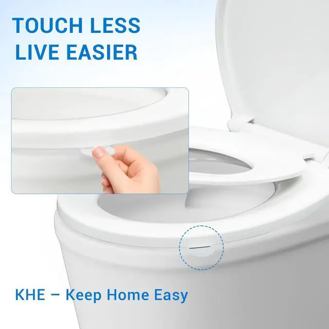Alt view image 4 of 7 - Round Toilet Seat with Child Seat, 16.5 Inch, White | Soft Close Toilet Seat with No-Touch Handle, Quick Release, Non-Slip, Durable PP