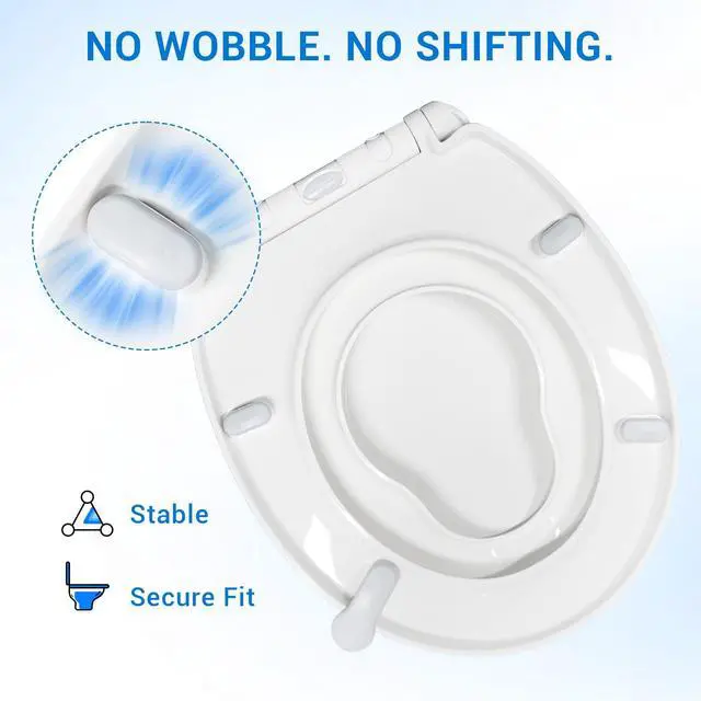 Alt view image 6 of 7 - Round Toilet Seat with Child Seat, 16.5 Inch, White | Soft Close Toilet Seat with No-Touch Handle, Quick Release, Non-Slip, Durable PP