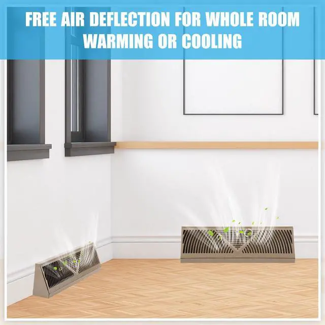 Alt view image 5 of 6 - 2 Pack Baseboard Register Vent 18 Inch Duct Opening Size Vent Covers for Home Floor Diffuser Wall Corner Baseboard Air Covers, Smooth Air Adjust Lever, Easy Install, Brown