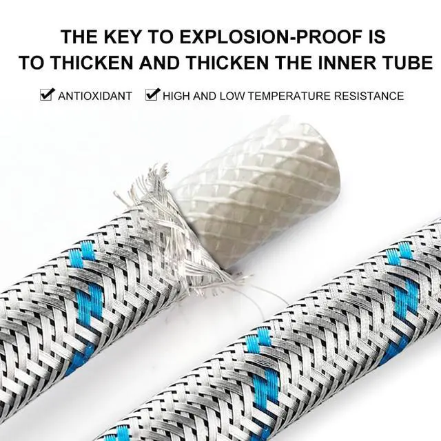 Alt view image 5 of 7 - 10FT Stainless Steel Washing Machine Hoses with 90 Degree Elbows,2 Pack Red and Blue Washer Hoses,Burst Proof Hot & Cold Water Connection Inlet Washer Supply Lines