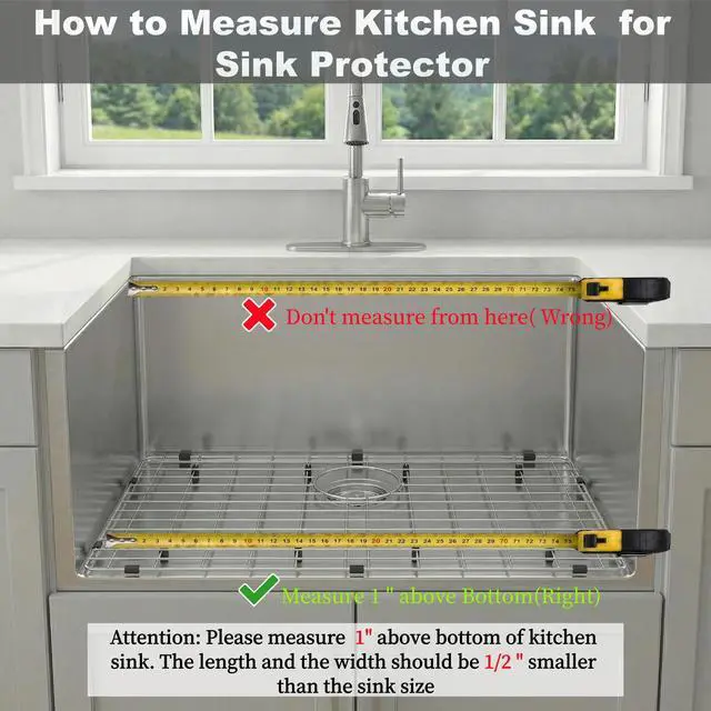Alt view image 4 of 6 - Kitchen Sinks Grid, Sink Protectors for Kitchen Sinks 28 3/8" x 15 3/8" with Rear Drain Hole for Single Sink Bowl, Stainless Steel Sinks Grate, Sink Protector, Sinks Bottom Grid