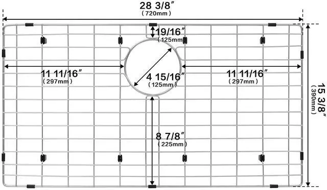 Alt view image 5 of 6 - Kitchen Sinks Grid, Sink Protectors for Kitchen Sinks 28 3/8" x 15 3/8" with Rear Drain Hole for Single Sink Bowl, Stainless Steel Sinks Grate, Sink Protector, Sinks Bottom Grid