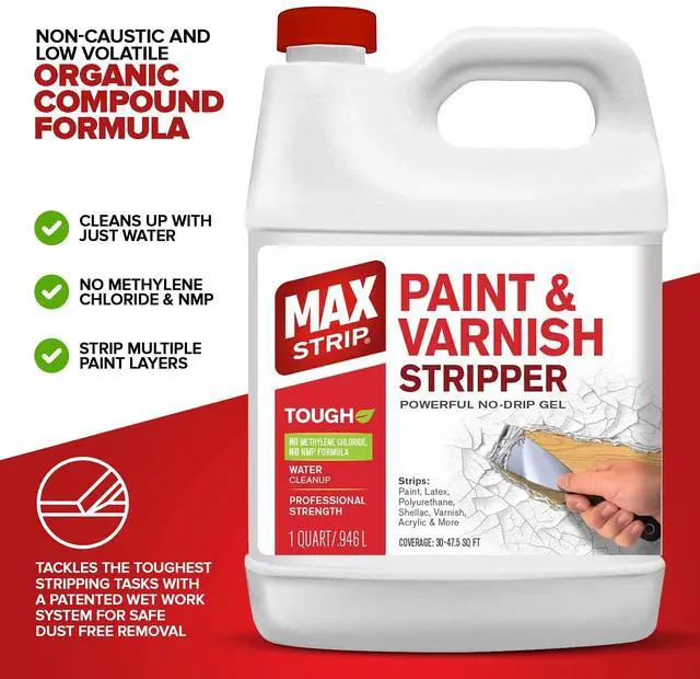 Alt view image 2 of 7 - Paint & Varnish Stripper Gel, Safe Wood & Metal Stripper, 1 Qt | Water-based paint & varnish stripper gel. Removes paint, varnish, stain, lacquer & polyurethane from wood, metal & brick