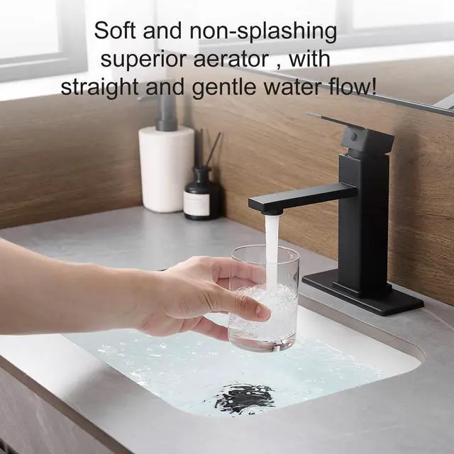 Alt view image 3 of 7 - Black Bathroom Faucet Single Hole RV Sink Vanity Faucet | Comes with Pop-Up Bathroom Drain, Single Handle for Easy Operation, Compatible with 1- or 3-Hole Installation,Matte Black