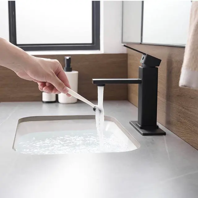 Alt view image 2 of 7 - Black Bathroom Faucet Single Hole RV Sink Vanity Faucet | Comes with Pop-Up Bathroom Drain, Single Handle for Easy Operation, Compatible with 1- or 3-Hole Installation,Matte Black