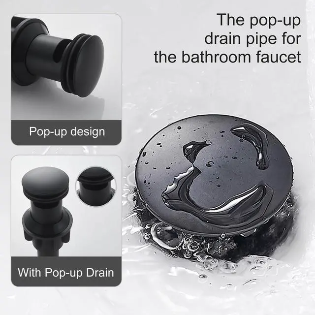 Alt view image 5 of 7 - Black Bathroom Faucet Single Hole RV Sink Vanity Faucet | Comes with Pop-Up Bathroom Drain, Single Handle for Easy Operation, Compatible with 1- or 3-Hole Installation,Matte Black