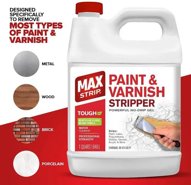 Alt view image 4 of 7 - Paint & Varnish Stripper Gel, Safe Wood & Metal Stripper, 1 Qt | Water-based paint & varnish stripper gel. Removes paint, varnish, stain, lacquer & polyurethane from wood, metal & brick