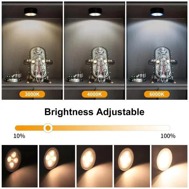 Alt view image 3 of 6 - Battery Operated Picture Lights Magnetic Paining Light with Remote | 3Pcs LED Wireless Wall Light with 3 Lighting Dimmable Timer Art Display Light for Poster Artwork Home Wall Decor Puck Lights