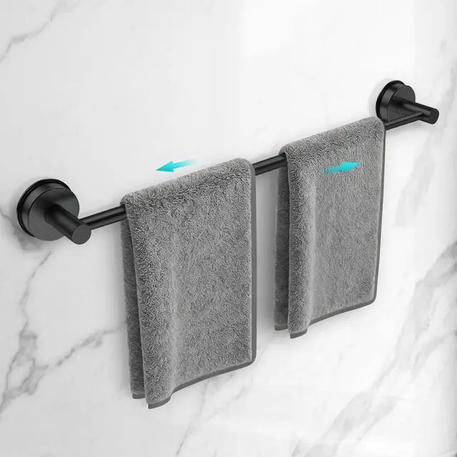 Main image of Adjustable Suction Cup Towel Bar for Bathroom Wall,14.6Inch~24 Inch Towel Racks for Bathroom,Stainless Steel Bath Towel Holder for Shower(Matte Black)