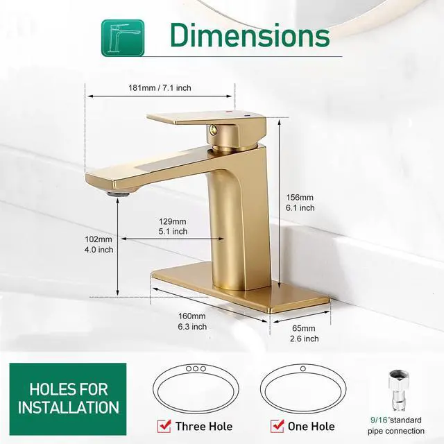 Alt view image 5 of 7 - Brushed Gold Bathroom Sink Faucet Single Handle Bathroom Faucets for Sink 1 Hole Rv Lavatory Vanity Faucet with Deck Plate & Supply Hoses