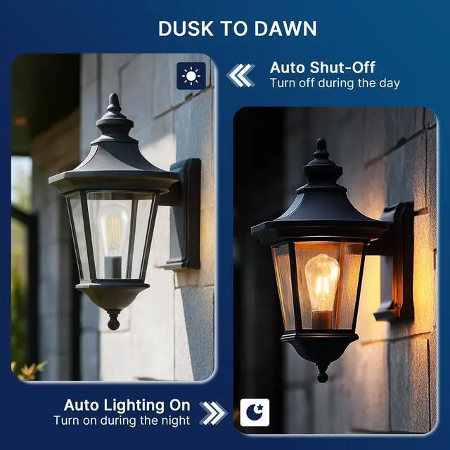 Alt view image 2 of 6 - Dusk to Dawn Outdoor Sensor ST19 LED Light Bulb, 7W (60W Eqv.), 800LM,Vintage Filament E26 Base, Auto On/Off Photocell Automatic for Energy-Efficient Outdoor Lighting, 2700K Soft White, 4 Pack