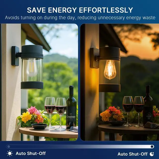 Alt view image 4 of 6 - Dusk to Dawn Outdoor Sensor ST19 LED Light Bulb, 7W (60W Eqv.), 800LM,Vintage Filament E26 Base, Auto On/Off Photocell Automatic for Energy-Efficient Outdoor Lighting, 2700K Soft White, 4 Pack