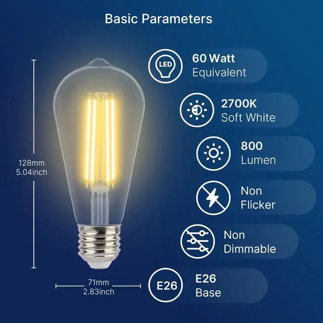 Alt view image 6 of 6 - Dusk to Dawn Outdoor Sensor ST19 LED Light Bulb, 7W (60W Eqv.), 800LM,Vintage Filament E26 Base, Auto On/Off Photocell Automatic for Energy-Efficient Outdoor Lighting, 2700K Soft White, 4 Pack