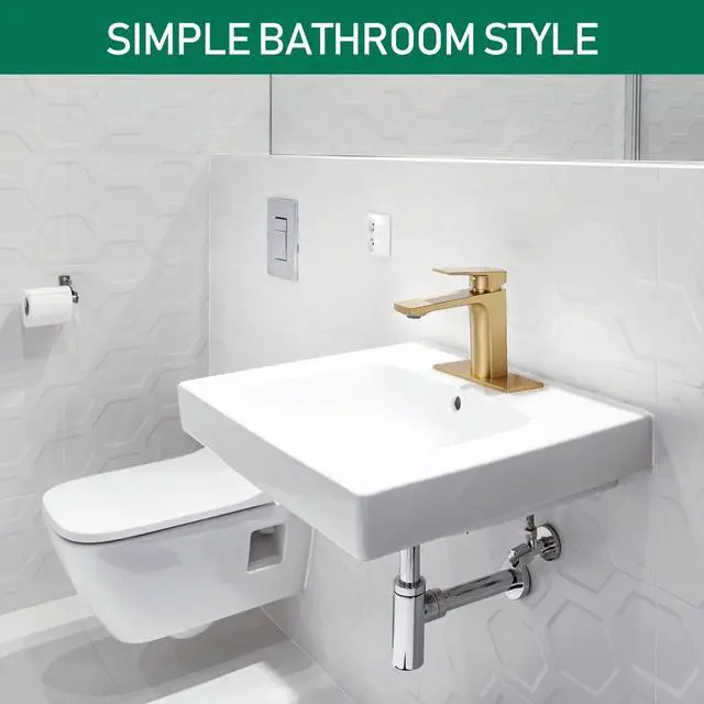 Alt view image 7 of 7 - Brushed Gold Bathroom Sink Faucet Single Handle Bathroom Faucets for Sink 1 Hole Rv Lavatory Vanity Faucet with Deck Plate & Supply Hoses
