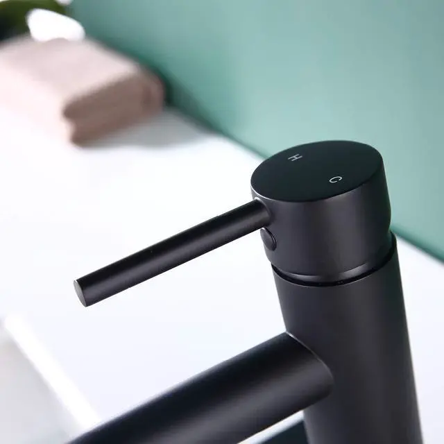 Alt view image 5 of 6 - Single Handle Black Bathroom Faucet with Metal Drain Assembly and Escutcheon, Matte Black (Matte Black-JO1)
