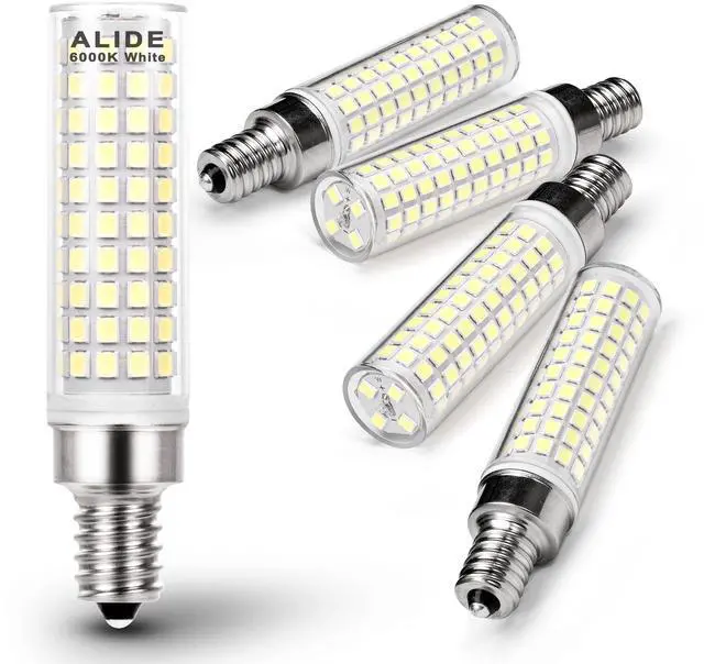 Main image of E12 C7 10W 6000K LED Candelabra Bulbs 100w Equivalent, 5Pack | E12 T6 Led Candle Light Bulbs for Ceiling Fan Pendant Chandelier Lighting Salt Lamp,1200lm Daylight White, Non-dimmable