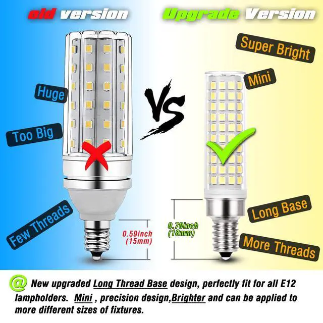 Alt view image 5 of 7 - E12 C7 10W 6000K LED Candelabra Bulbs 100w Equivalent, 5Pack | E12 T6 Led Candle Light Bulbs for Ceiling Fan Pendant Chandelier Lighting Salt Lamp,1200lm Daylight White, Non-dimmable
