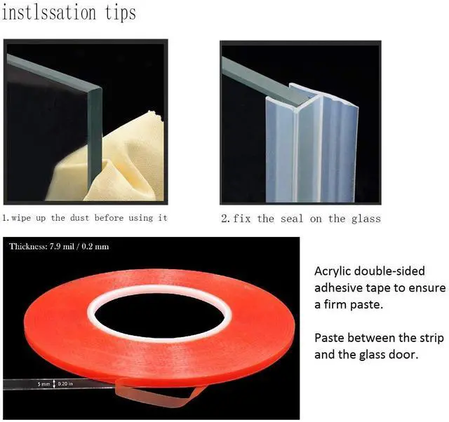 Alt view image 6 of 7 - Shower Glass Door Seal Strip, 120 Inch Silicone Soft Shower Door Sweep to Stop Leaks, Frameless Seal Strip