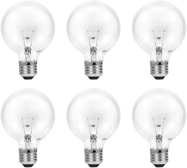 Alt view image 2 of 6 - Sylvania Incandescent G25 E26 Globe 40 Watt Vanity Light Bulbs, 6 Pack | Medium Base Globe Bulbs for Bathroom, Dimmable Type G Round Vanity Bulbs 40W, 130V Clear Warm White