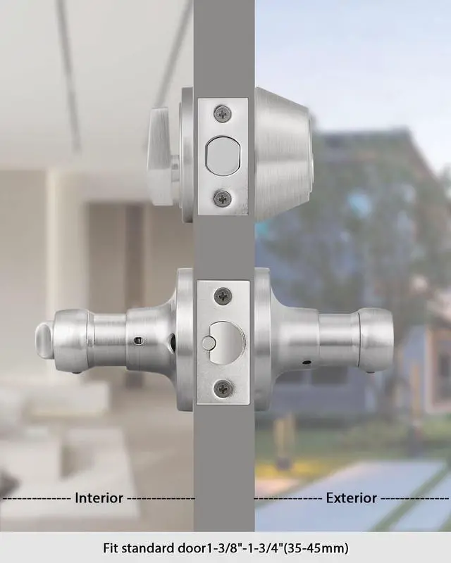 Alt view image 7 of 7 - Keyed Alike Front Door Exterior Door Lever Lockset with Single Cylinder Deadbolt Combination Set, Door Knob with Lock and Deadbolt, Satin Nickel Finished, 1Pack