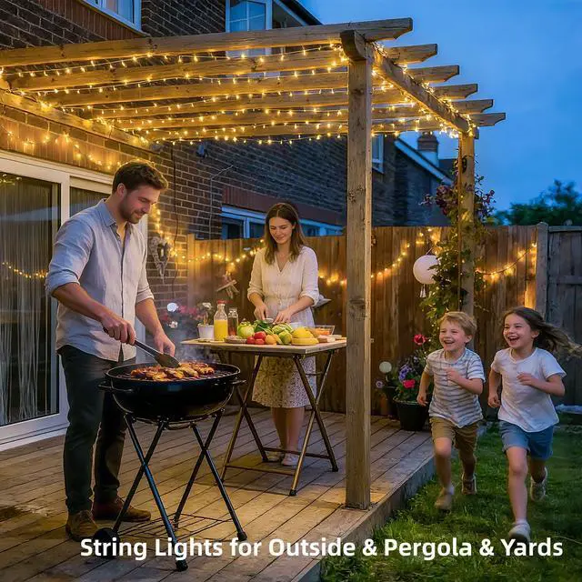 Alt view image 3 of 7 - 168Ft 600 LED String Lights for Outside, Christmas Lights Outdoor | Indoor Classroom Lights Plug in for Tree Bedroom Patio Wedding Party Holiday Christmas Pergola Decor, Remote, Clear Wire