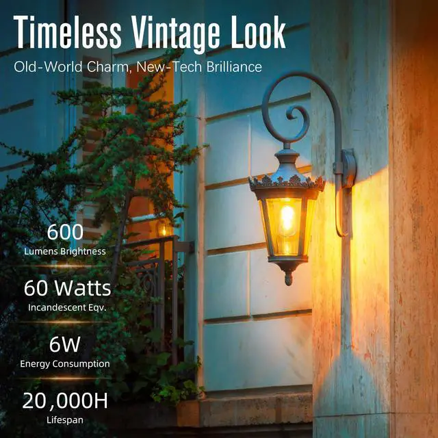 Alt view image 2 of 7 - LED Edison Bulbs Dimmable, E26 Bulb 60 watt Equivalent Soft White | 2700K ST58 Vintage Light Bulbs, 90+ CRI, 6W 600LM, E26 Medium Base, Clear Glass, 10 Pack