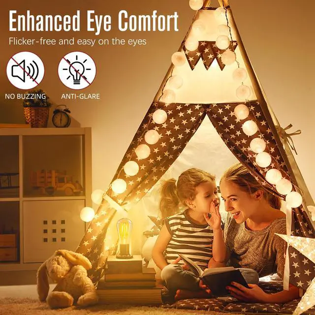 Alt view image 5 of 7 - LED Edison Bulbs Dimmable, E26 Bulb 60 watt Equivalent Soft White | 2700K ST58 Vintage Light Bulbs, 90+ CRI, 6W 600LM, E26 Medium Base, Clear Glass, 10 Pack