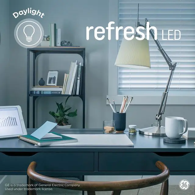 Alt view image 2 of 7 - Refresh A19 LED Light Bulbs, Daylight, 60W Eqv, 4 Pack | 10W replaces 60W, crisp daylight HD light, A19 base, energy-saving, ideal for living rooms, kitchens, offices