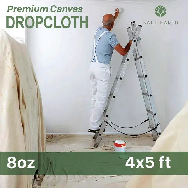 Alt view image 2 of 7 - Canvas Drop Cloth 1Pc, Reusable Paint Drop Cloth, 100% Recycled Cotton Canvas Tarp Cover for Painter, Furniture, Floor Protection, All Purpose Painters Dropcloth for Christmas DIY (4x5 FT)