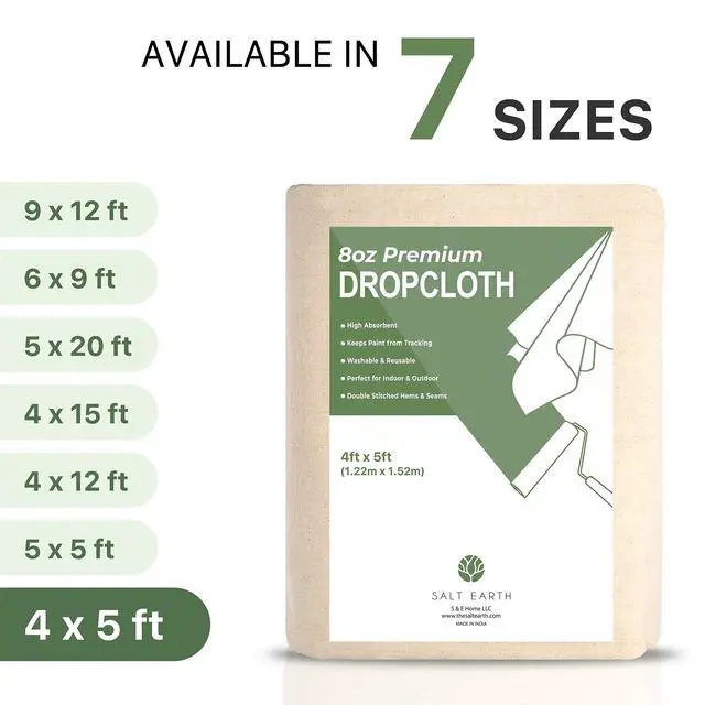 Alt view image 7 of 7 - Canvas Drop Cloth 1Pc, Reusable Paint Drop Cloth, 100% Recycled Cotton Canvas Tarp Cover for Painter, Furniture, Floor Protection, All Purpose Painters Dropcloth for Christmas DIY (4x5 FT)