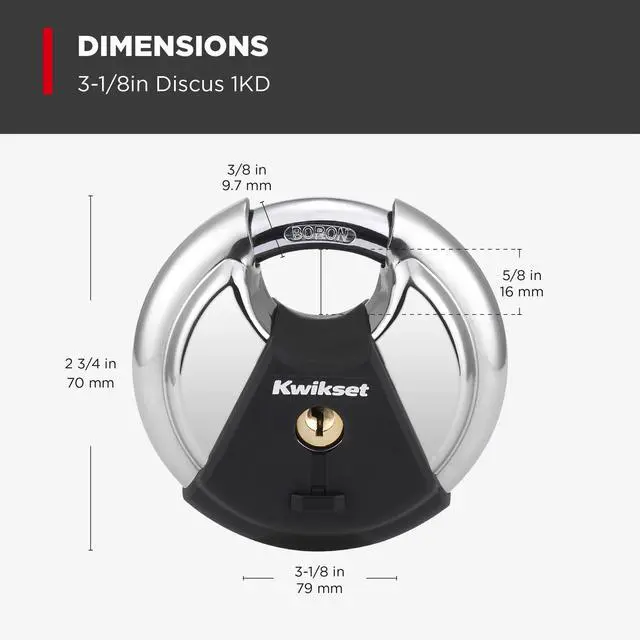 Alt view image 2 of 7 - Discus Padlock with Boron Carbide Shackle, 2-3/4" Body, 1-Pack | Shrouded Shackle Resists Cutting and Prying; Weather-Resistant Build for Gates, Sheds and Storage Units