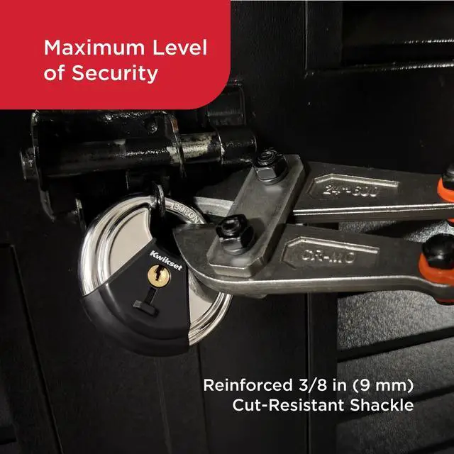 Alt view image 4 of 7 - Discus Padlock with Boron Carbide Shackle, 2-3/4" Body, 1-Pack | Shrouded Shackle Resists Cutting and Prying; Weather-Resistant Build for Gates, Sheds and Storage Units