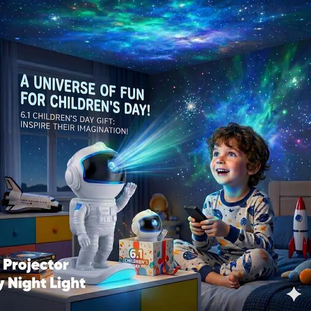 Alt view image 3 of 7 - Astronaut Galaxy Projector, Star Night Light for Kids Bedroom | Galaxy Light Projector with Timer Remote, Teen Girls Gifts Trendy Stuff for Boys Adults Christmas Birthday Room Decor