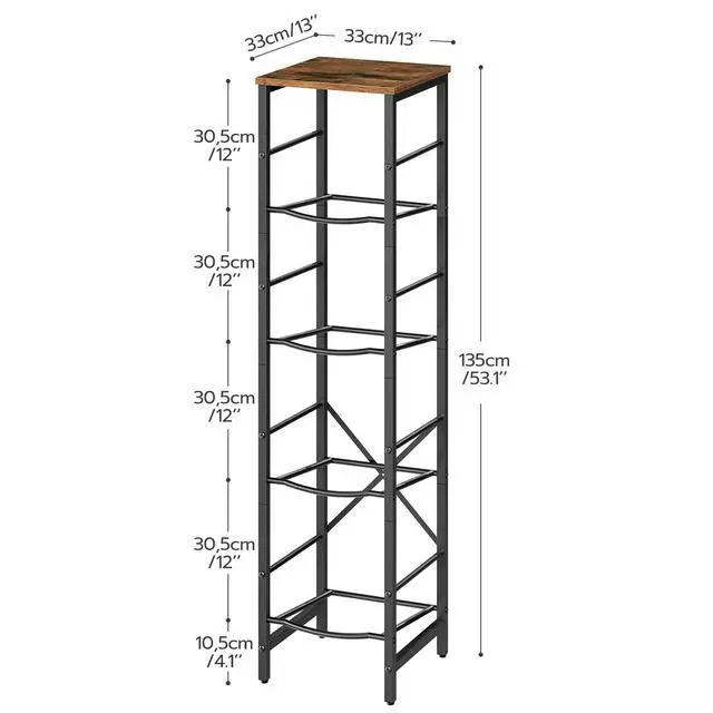 Alt view image 2 of 7 - Water Jug Rack, Water Bottle Holder, 5 Gallon Water Jug Rack, 4-Tier Water Cooler Storage Rack, Water Dispenser Stand, for Kitchen, Living Room, Office, Rustic Brown and Black BF02ST01