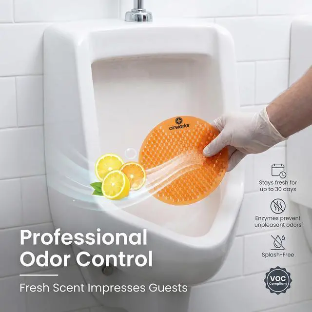 Alt view image 2 of 7 - AWSFUS231-BX Splash Free Urinal Screen, Citrus Grove, Light 0.22 lb., 8" Height, 6" Width, Orange (Pack of 10)