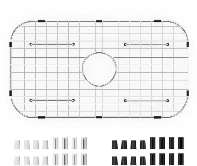 Main image of Sink Protector Grid 26-1/16" x 14-1/16", Centered Drain with Corner Radius 3-1/2" for Kitchen Sink Centered Drain with Corner Radius, 304 Stainless Steel Material