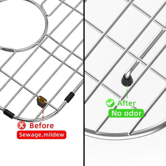 Alt view image 3 of 7 - Sink Protector Grid 26-1/16" x 14-1/16", Centered Drain with Corner Radius 3-1/2" for Kitchen Sink Centered Drain with Corner Radius, 304 Stainless Steel Material